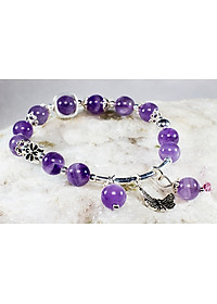 Vong Tay Phong Thủy Thạch Anh Tím Thiên Nhiên Mix Bạc 925 Cho Mạng Kim Thủy, Món Qùa Trang Sức  Phong Thủy May Mắn Ý Nghĩa  VT016