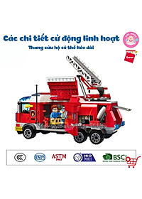 Đồ chơi lắp ráp xếp hình cứu hỏa Qman 2807 – Ô TÔ CỨU HỎA (366 mảnh ghép) dành cho bé trai trên 6 tuổi