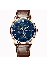 Đồng hồ nam LOBINNI Ref.1023-12 Chính Hãng Thụy Sỹ Kính sapphire nguyên khối ,chống xước,chống nước 50m ,mặt xanh navy vỏ vàng hồng dây kim loại thép không gỉ 316L ,Đồng hồ cơ (Automatic) ,BH 24 tháng,thiết kế sun and moon sang trọng