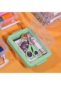Bộ Hộp Kim Chỉ May Vá Đa Năng Gia Đình 3 Tầng Đa Năng- Kim Khâu, Chỉ, Kéo, Thước Dây, Đủ Size Màu Mini Giao Màu Ngẫu Nhiên