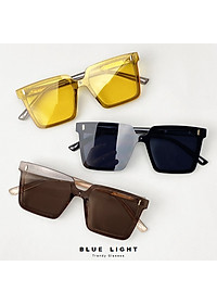 Kính Râm Kính Mát Nam Nữ Mắt Phẳng Vuông To Hàn Quốc, Chống Tia UV, Đen, Nâu, Vàng - BLUE LIGHT