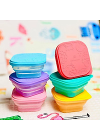 Bát ăn dặm silicon vuông có thể xếp gọn cho bé Marcus & Marcus