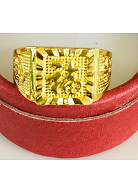 Combo Nhẫn nam Phong Thủy kèm Hộp đựng lót Nỉ, Khắc Chữ CÁT TƯỜNG, Chữ PHÁT, Chữ LỘC, Hợp Kim không rỉ, mạ vàng 18K, Size Nhẫn 18, Phù Hợp Nam Từ 55 – 80kg