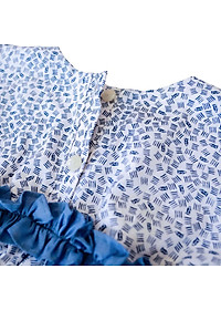 Váy đầm bé gái xanh nhí nhún viền tay KIKA - Từ 11kg-45kg - K141