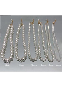 N389 vòng cổ hạt Trai, dây chuyền hạt bẹt choker 40cm hạt nhiều kích cỡ nhiều kiểu dáng sang trọng cho nữ