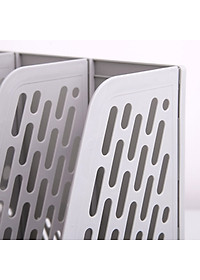 Giá tài liệu 3 ngăn đứng Deli - Nhựa PP - Ghi xám / Đen - E9845