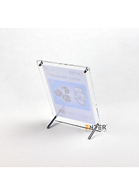 Kệ mica 1 mặt Enter F08A 15x21cm đế inox A5 đứng mica 5mm, Khung ảnh để bàn chân inox, Khung bằng khen