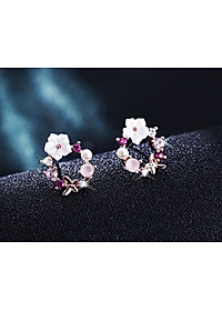 Bông tai hoa sát tai ngọc trai đính đá