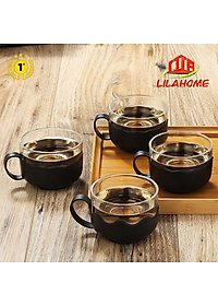 Bộ Bình Trà Thủy Tinh Kèm 4 Ly Lưới Lọc Inox 304 Không Gỉ Tiện Lợi - Hàng Chính Hãng