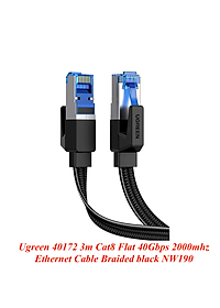 Ugreen UG40172NW190TK 3m 40Gbps 2000mhz dây dẹt Nylon Braided Màu Đen Cáp mạng Cat8 - HÀNG CHÍNH HÃNG