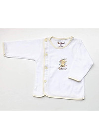 Áo sơ sinh bác sĩ dài tay cúc lệch viền màu cho bé BB01