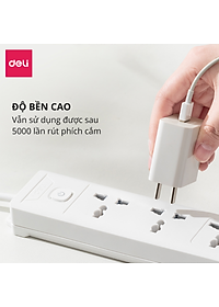 Ổ Cắm Điện Đa Năng 2500W Có Công Tắc Nguồn 3/4/6 Ổ , 3M/5M Dây Chống Giật Chống Cháy Chất Lượng Cao Deli - Phiên Bản Mới Nâng Cấp 2023 - Hàng Chính Hãng - ET401 - 406