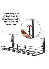 Khay đỡ ổ điện dây điện gắn dưới bàn kệ bằng kim loại thép không cần đục lỗ 40x16x15cm Legaxi