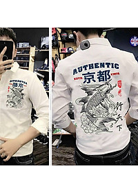 Áo sơ mi nam tay dài họa tiết cá chép