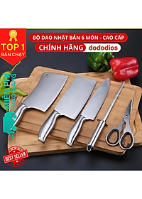 Bộ Dao Nhà Bếp Cao Cấp - Bộ Dao Kéo 6 Món Nhật Bản Cao Cấp chóng han gỉ, tặng kèm khay để giao kéo - Hàng chính hãng dododios - Logo trên thân bộ dao là hình và kí tự ngẫu nhiên