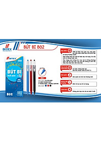 Bút bi Bitex (0.7mm) B02 - Xanh, đỏ, đen (20 cây/hộp)