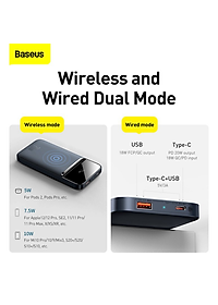 Pin dự phòng sạc nhanh không dây tích hợp nam châm Baseus Magnetic Wireless Quick Charging Power Bank (10000mAh, USB + Type C, QC/ PD 20W Quick Charge, ) - Hàng Chính Hãng 