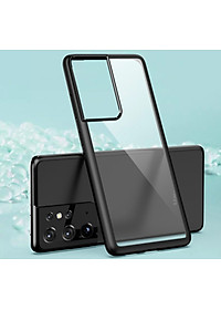 Ốp lưng kính trong viền màu chống sốc không ố vàng cho SamSung Galaxy S21 Ultra, S21 Plus- Hàng nhập khẩu