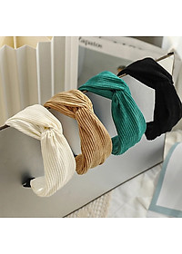 Băng đô cài tóc bảng bự màu trơn màu kem phong cách Hàn Quốc