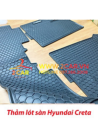 Thảm sàn, Thảm lót sàn xe Hyundai CRETA 2022 2023 cao su đúc, vân tổ ong, không mùi, MẪU NISSIN