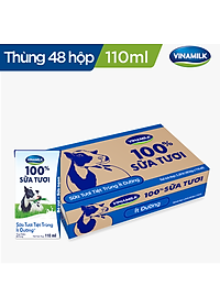 COMBO 6 LỐC SỮA TƯƠI TIỆT TRÙNG VINAMILK 100% ÍT ĐƯỜNG - LỐC 4 HỘP X 110ML