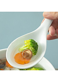 Muôi Thẳng Thìa Canh Sứ Trắng Cao Cấp Long Phương