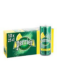 1 thùng tương đương 10 lon Nước giải khát sản xuất từ nước khoáng Perrier hương chanh vàng 250ml