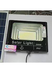 Đèn led pha năng lượng mặt trời 300w IP67 có remote tấm pin rời dây dài 5m 