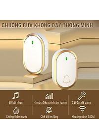 Chuông Cửa Không Dây Thông Minh Besti YBT01 (1 Nút Bấm, 1 Chuông ), Chống Nước, Khoảng Cách Sử Dụng Hiệu Quả 300M, 60 Loại Nhạc Chuông, 4 Mức Điều Chỉnh Âm Lượng - Hàng Chính Hãng