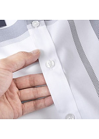 Áo Sơ Mi Nam Trắng Công Sở Thương Hiệu ANTON  Dài Tay Họa Tiết Kẻ Sọc Cotton - AT205