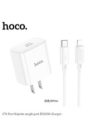 Bộ Sạc Siêu Nhanh Cho Iphone PD 30W Cao Cấp Hoco. C76 Pro có chip thông minh hỗ trợ sạc nhanh an toàn bảo vệ máy - Hàng Chính Hãng