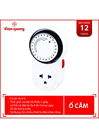 Ổ cắm hẹn giờ  Điện Quang ĐQ ESK MT06 WBL 13 ( Điều chỉnh cơ, 1 lỗ - 3 chấu, trắng – đen )