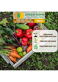 Phân Đạm Cá Hữu Cơ Sinh Học GreenHome, Dịch Cá Biển Thủy Phân K10, Chai 500ml, Hàm Lượng Dinh Dưỡng Cao, Thế Hệ Mới, Công Nghệ Nhật Bản