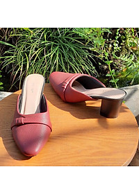 Giày sục da thật nữ hở gót cao cấp thời trang 21227