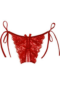 Quần lót nữ xẻ đáy đính nơ - Màu đỏ