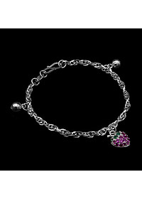 Lắc Tay Lắc Chân Trẻ Em Bạc Hiểu Minh LTE101 quả dâu tây