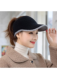 Mũ len nữ thể thao có chìa rỗng đầu thích hợp mùa thu đông thể thao ngoài trời, tập gym