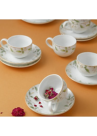 Bộ ấm trà phình thon hoa 014 họa tiết hoa Ngọc Diệp