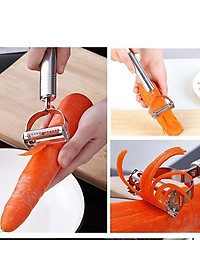 Nạo Rau Củ Quả, Gọt Trái Cây, Dụng Cụ Bào Sợi Thép Không Gỉ Inox 304 Cao Cấp Đa Năng 3 In 1 Tiện Lợi Chính Hãng TOKDODO