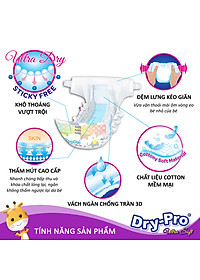 Tã/bỉm dán Dry-Pro siêu mềm nhập khẩu Malaysia size S (3kg - 7kg) - Gói 26 miếng