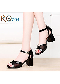 Giày cao gót nữ đế vuông 4 phân hàng hiệu rosata đẹp màu đen ro364