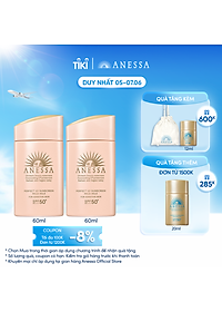 Bộ đôi 2 Kem chống nắng dạng sữa dưỡng da dịu nhẹ cho da nhạy cảm & trẻ em Anessa SPF 50+ PA++++ 60ml