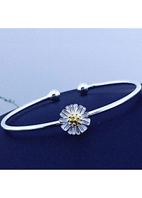 Lắc Tay Kiềng Bạc Nữ Bạc Hiểu Minh LTU468 hoa cúc