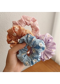 Dây buộc tóc Scrunchies hoa nổi dễ thương HD84