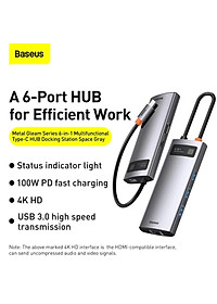 Bộ Hub mở rộng 8 in 1 Baseus Metal Gleam Series LVM001 - hàng chính hãng