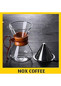 Bình pha cà phê chemex kèm phễu lọc inox