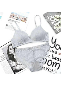  Bộ ĐồLót Ren Nữ Không Gọng Nâng Ngực Đệm Mỏng Azuno DL01  Phong Cách Sexy Dây Đôi Không Giãn Không Quăn Sau Khi Dùng Lâu