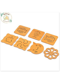 [combo 3] Đế lót nồi bằng gỗ họa tiết đa dạng - Henrysa