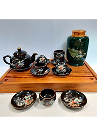 Bộ ấm trà vinh hoa phú quý vẽ vàng 24k gốm sứ Bát Tràng cao cấp