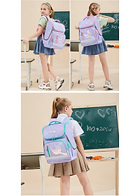 Balo chống gù cho bé gái đi học cặp sách học sinh tiểu học form hộp vải chống nước bền đẹp 63201